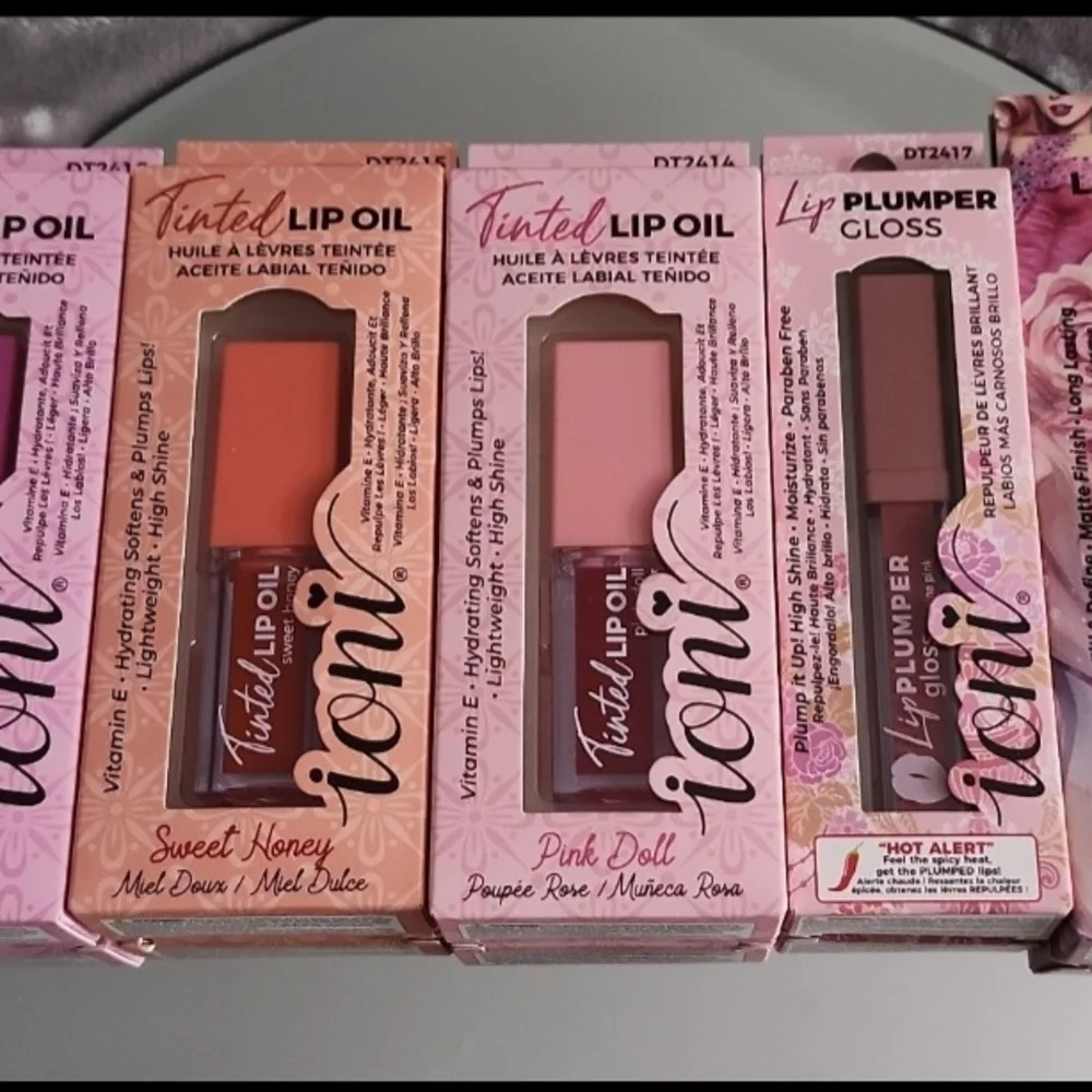 Tinted Lip Oil Set by Lique Cosmetics - Plum, Sweet Honey, Pink Petal, Rosewood